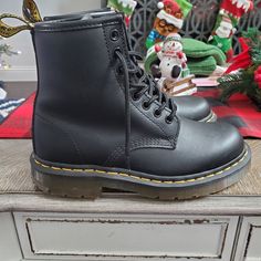 Brand New. Only Worn Once. Casual Black Closed Toe Work Boots, Casual Black Work Boots With Closed Toe, Black Synthetic Boots With Cushioned Footbed, Black Synthetic Work Boots With Round Toe, Casual Black Boots With Leather Footbed, Casual Black Boots With Reinforced Heel, Black Work Boots With Leather Footbed, Classic Black Boots With Padded Ankle, Casual Black Combat Boots With Leather Footbed