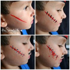 Halloween Makeup Kids, Kids Halloween Face, Easy Halloween Face Painting, Halloween Makeup For Kids, Maquillage Halloween Simple, Pirate Face, Painting Face, Face Painting Tutorials