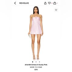 Revolve Arie Mini Dress In Dusty Pink Size M Never Worn, Only Tried On - Comes With Tags Super Cute, True To Size! Baby Pink Mini Dress, Light Pink Mini Dress, Satin Hoco Dress, Dresses Revolve, Girly Coquette, Elegant Outfit Classy, Revolve Dresses, Outfit Classy, Hoco Dresses