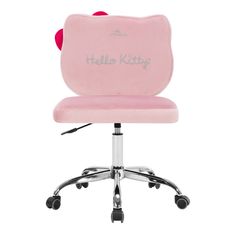 a pink hello kitty office chair with wheels