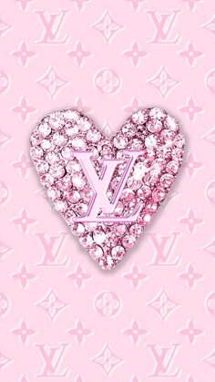 the louis vuitton logo is made up of pink and white crystals on a pink background