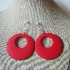 Retro Bright Red, Long Dangle, PIERCED Earrings Light Weight S13 Resin Acetate Gold tone hook and setting Drop is 2 1/2" long Beautiful earrings! Please see my other listings for more vintage jewelry- I am happy to combine the shipping. Thanks so much! Modern Red Round Earrings, Trendy Red Resin Earrings, Red Plastic Party Jewelry, Red Plastic Earrings For Gift, Trendy Red Plastic Earrings, Handmade Red Plastic Earrings, Trendy Red Plastic Jewelry, Red And Gold Earrings, Pierced Earrings