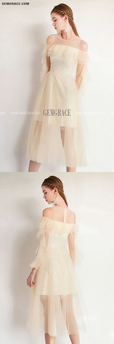 Fairy Short Tulle Champagne Party Dress With Sleeves Ref#HTX97051 at GemGrace. #HomecomingDresses Shop now to get $10 off. Pro custom-made service for wedding dress, formal dress. View Homecoming Dresses,Cute Homecoming Dresses,Semi Formal Dresses for more ideas. Click to shop now! #BuyableHomecomingDresses Chic Summer Banquet Dresses, Chic Summer Midi Dress For Banquet, Summer Banquet Mini Dress, Summer Banquet A-line Dress, Beige A-line Midi Dress For Party, Summer Banquet Dress With Ruffles, Spring Prom Knee-length Mini Dress, Spring Knee-length Mini Dress For Prom, Fitted Tulle Knee-length Dress