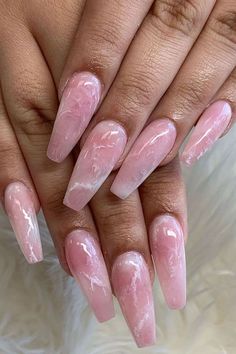 Marble Acrylic Nails, Nail Art Simple, Pink Gel Nails, Acrylic Nails Coffin Short, Summer Acrylic Nails, Pink Acrylic Nails, Marble Nails, Luxury Nails