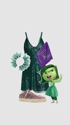 an image of a woman's green dress and shoes