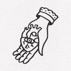 a black and white drawing of a hand holding a bottle with an eye on it