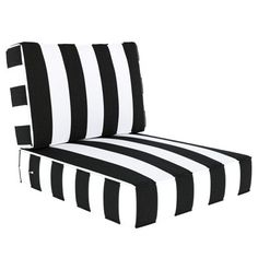 a black and white striped chair on a white background