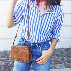 Striped Top Outfit, Button Down Outfit, 9to5chic Outfits, Creative Outfits, Spring Summer Outfits, Bago, Star Fashion, Daily Fashion, Striped Shirt