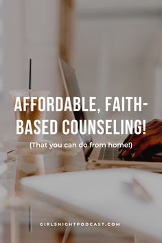 a person typing on a laptop with the words, affordable, faith - based consulting that you can do from home