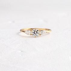 |14k Yellow Gold|.3ct. Rose Gold Pictures, Light Ring, Pear Cut Diamond, Plastic Ring, Three Stone Engagement, Three Stone Engagement Rings, Gold Wedding Rings, Gold Set