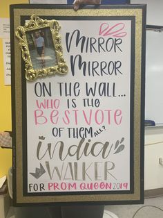 Mirror Mirror On The Wall Homecoming Poster, Homecoming Queen Campaign Shirts, Homecoming Queen Nominee Posters, Homecoming Campaign Slogans, Freshman Maid Poster Ideas, Good Campaign Slogans Ideas, Student Campaign Slogans, Running For Queen Poster Ideas