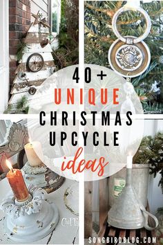 upcycled christmas decorating ideas Upcycled Christmas Ornaments, Recycled Christmas Gifts, Christmas Upcycle, Alternative Christmas Trees, Unusual Christmas Decorations, Upcycled Decor, Upcycled Christmas