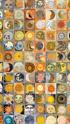 an image of many different sun and moon images