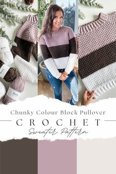 the chunk color block pullover crochet sweater pattern