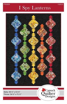 the cover of i spy lanterns quilt pattern, featuring many different colored diamond shapes and sizes