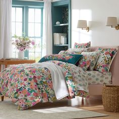 Percale Bedding, Floral Sheets, Best Bed Sheets, College Bedding, Top Of Bed, Decorative Lumbar Pillows, Embroidered Pillow Covers, Painted Designs, The Company Store