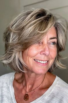 Swept Fringe, Trendy Bob, Chic Haircut, Grey Hair Transformation, Trendy Bob Hairstyles, Messy Bob Hairstyles, Haircuts For Women Over 50, Old Hairstyles, Blending Gray Hair