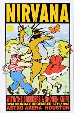 the poster for nirvana's album, with two children and an animal on it