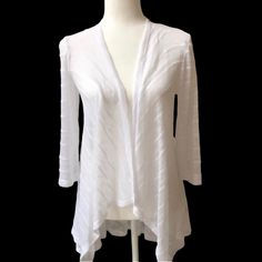 This Is A Beautiful Open Front Cardigan By Cupio In White That I Purchased At Bloomingdale’s. Lightweight And Flowy. 3/4 Sleeves. Women’s Size Small. Brand New With Tags And In Brand New Condition. Wear As A Cardigan Or As A Cover Up. Versatile And Easy To Throw On Over Any Outfit When You Need A Little Something Extra! Perfect Layer For Travel. Beautiful Soft And Breezy Knit. Fabric Is 100% Polyester. Longer Length Enhances The Style. Approximate Measurements: Back Length, Shoulder To Bottom Hem: 33” Sleeve: 18 1/2” Smoke Free Home! Top Rated Seller And Fast Shipper! Questions? Please Comment Below. New To Poshmark? Use My Code: Acoastalchic And Save $10 On Your First Lightweight Stretch Cardigan For Layering, Fitted Open Knit Cardigan For Layering, Lightweight Long Sleeve Cardigan For Layering, Fitted Knit Open Front Top, Lightweight Open Front Cardigan For Layering, Lightweight Long Sleeve Tops For Spring, Elegant White Open Knit Cardigan, Casual White Open Front Sweater, White Stretch Cardigan For Summer