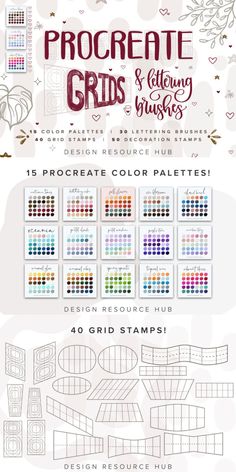 an info sheet for the project, procreate grids and coloring brushes