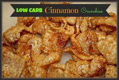 low carb cinnamon crunches on a plate with the words low carb cinnamon crunch