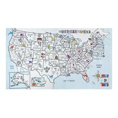 a map of the united states with animals and words on it's borders,