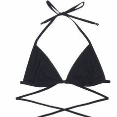 Super Cute Crisscrossing Top. Size M Chic Black Swimwear With Straps, Chic Black Strappy Back Halter Top, Chic Black Halter Top With Strappy Back, Fitted Cross-tied Crisscross Halter Top, Black Cross-tied Beachwear Swimwear, Chic Fitted Cross-tied Swimwear, Black Triangle Top Swimwear With Cross-tied Detail, Chic Crisscross Halter Top With Cross-tied Details, Black Swimwear With Crisscross Straps