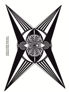 an abstract design with black and white lines in the shape of a pentagramil