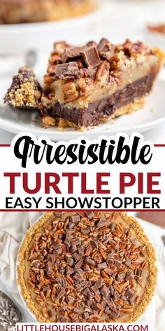 Turtle Pie is the ultimate indulgent dessert! With layers of rich chocolate, smooth caramel, and crunchy pecans, all nestled in a creamy filling, this pie is a perfect treat for any occasion. Whether you're celebrating a special event or just craving something sweet, this dessert is sure to impress. Simple to make and loved by all, it’s a show-stopping dish for your next gathering. Make this Turtle Pie and watch it disappear in minutes! Turtle Pie Recipe, Homemade Chocolate Ganache, Turtle Pie, Summer Pie, Holiday Pies, Rich Desserts, Crunchy Pecans, Homemade Caramel, Indulgent Desserts