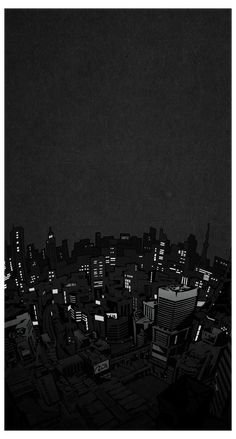 a black and white photo of the city at night