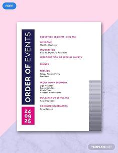 a white and pink flyer with the words operation events on it, next to a black and