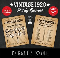 two vintage party games for the year 1940