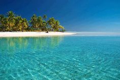 an island with palm trees in the water