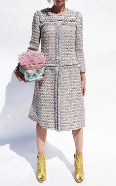 Three Quarter Sleeve Tweed Dress  by ALENA AKHMADULLINA for Preorder on Moda… Tea Party Attire, Shirt Dress Outfit, Fall Winter Dresses, Autumn Dress, Tweed Fabric, 2015 Fashion