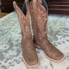 Cute Square Toe Boots!! Just Don’t Fit My Toes Right. Worn 5 Times. Western Round Toe Boots For Ranch, Western Boots With Round Toe For Ranch, Western Style Boots With Round Toe For Ranch, Western Style Ranch Boots With Round Toe, Country Style Round Toe Boots For Rodeo, Formal Western Boots With Almond Toe, Western Round Toe Boots For Rodeo, Western Boots With Round Toe For Rodeo, Western Work Boots With Leather Sole And Round Toe