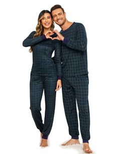 PRICES MAY VARY. 【Soft MATERIAL】Ekouaer Pajama Set made of stretchy and comfortable fabric,superbly lightweight,breathable,keep you easeful while sleeping at night,Enjoy the sweet time between couples 【Buffalo Plaid Pajamas】Pajamas for women and men pj set,the long sleepwear is designed with classic and fashion plaid,Allows you to be comfortable at home and convenient to go out 【Couples Pj Set】Him and Her couples pajama set,the long sleeve pj tops' neckline and cuffs are designed with contrast;p Pj Christmas Photos Couples, Couples Matching Pajamas, Matching Pajamas For Couples, Matching Sleepwear, Sleeping Wear, Couples Clothes, Family Matching Pjs, Buffalo Plaid Pajamas, Womens Loungewear Sets