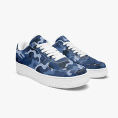 Blue Camo Vegan Leather Shoes, Navy Camouflage Men Women Sneakers Whit – Starcove Fashion Navy Camouflage, Designer Flats, White Sneakers Women, Blue Camo, Women Sneakers, Casual Design, Casual Flats, Sneakers White, Leather Sneakers