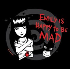 an image of a woman holding a cat with the caption'emly is happy to be mad '