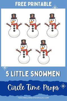 snowman counting game for kids to practice counting the number four and five, with free print