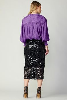 A tonal mix of paillettes and sequins decorates the sheer black overlay of this figure-tracing pencil skirt. Eased by a back slit, it sparkles with every step. •High waist •Sheer overlay •Sequin embellishment •Partially lined •Side zipper •Back slit •Elastic waist item number 2350189 100% Polyester Black Overlay, Sequin Pencil Skirt, Sequin Embellishment, Sheer Overlay, Pencil Skirt Black, Latest Fashion For Women, Ever After, Item Number, Side Zipper