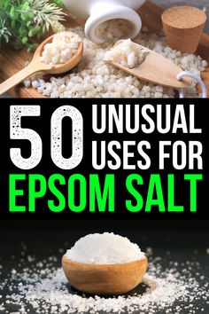 salt and spoons with the words 50 unusual uses for epsom salt