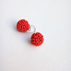 Woman Earrings, Handmade Red Earrings Gift For Girlfriend Casual Red Earrings For Party, Casual Red Party Earrings, Red Adjustable Beaded Earrings For Pierced Ears, Handmade Red Casual Earrings, Handmade Casual Red Earrings, Woman Earrings, Mom Friend, Fabric Earrings, Classic Earrings