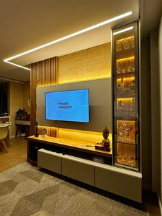 the modern living room is clean and ready to be used for entertainments or movies