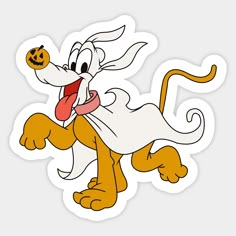 an image of a cartoon dog with a pumpkin in it's mouth and tongue out