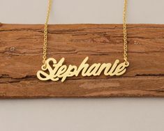 "Name Necklace, Personalized Stephanie Name Necklace, Name Necklace Gold, Letter Necklace for Girls Birthday Gift This necklace is made of Stainless Steel Available color: Gold, Silver and Rose Gold Chain Length: 14\"16\"18\"20\"22\" inches Processing Time: 2-10 business days Standard Shipping: 10-15 business days to USA. 15-30 business days to other countries. Expedited Shipping: 5-8 business days to USA. 5-10 business days to others. Please do not hesitate to contact us with any concerns." Name Necklace For Mother's Day Party, Mother's Day Name Necklace For Party, Birthday Necklace With Name In Letter Shape, Stephanie Name, Graduation Gifts For Friends, Birthday Necklace Gift, Name Necklace Gold, Necklace For Girls, Custom Initial Necklace