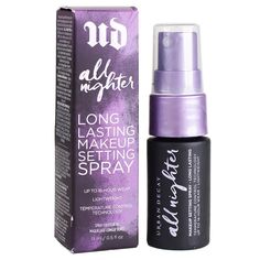 New And Unused Urban Decay All Nighter Setting Spray - Deluxe Mini Travel Size 15ml A Powerful Setting Spray For All Skin Types. Partying All Night Long? Make Sure Your Makeup Lasts As Long As You Do With The Highly Coveted All Nighter Setting Spray. The Ground-Breaking Micro Fine Mist Formula Features Patented Temperature Control Technology To Lower The Temperature Of Your Makeup, Keeping Your Foundation, Eyeshadow, Blush, And Concealer In Place No Matter What. Hot, Humid, Cold, Or Windy Weathe Urban Decay Spray, Urban Decay Setting Spray, All Nighter Setting Spray, Urban Decay All Nighter, Makeup Setting Powder, Urban Decay Cosmetics, All Nighter, Finishing Spray, Makeup Setting Spray