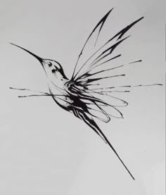 a black and white photo of a bird flying in the sky