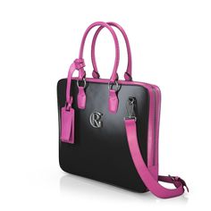 Women's Briefcase 56659 | Girotti Pink Leather Business Bag, Black Office Bag With Leather Strap, Luxury Black Laptop Bag With Leather Lining, Luxury Black Shoulder Bag With Leather Strap, Formal Black Bags With Leather Strap, Elegant Leather Laptop Bag With Adjustable Strap, Black Leather Strap Evening Bag, Designer Bags With Leather Strap, Elegant Black Bag With Leather Strap