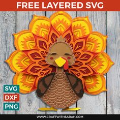 a paper turkey is shown with the text free layered svg