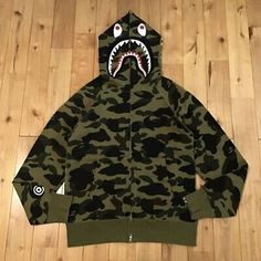 ad eBay - BAPE 1st camo green shark full zip hoodie A Bathing Ape Size M - Buy Now, click the link (eBay) Bape Shark Hoodie, Yellow Camouflage, Bape Hoodie, Ape Bape, Shark Hoodie, Bape Men, Camouflage Green, Camo Designs, Bathing Ape